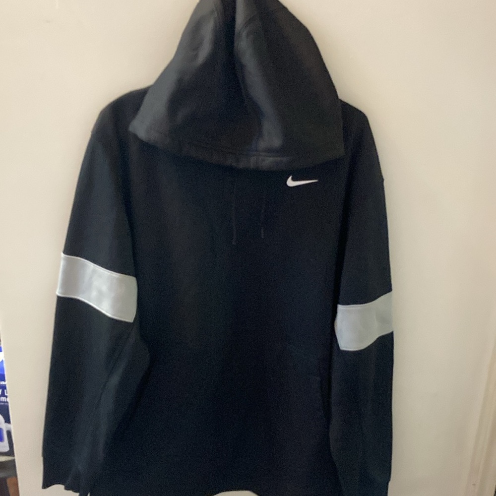 NIKE XL black with gray accents on sleeve. Swish is white.